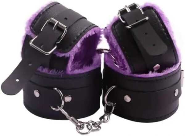 Paquete de 10 accesorios de juego de peluche de cuero ajustables en color morado y negro - Imagen 4