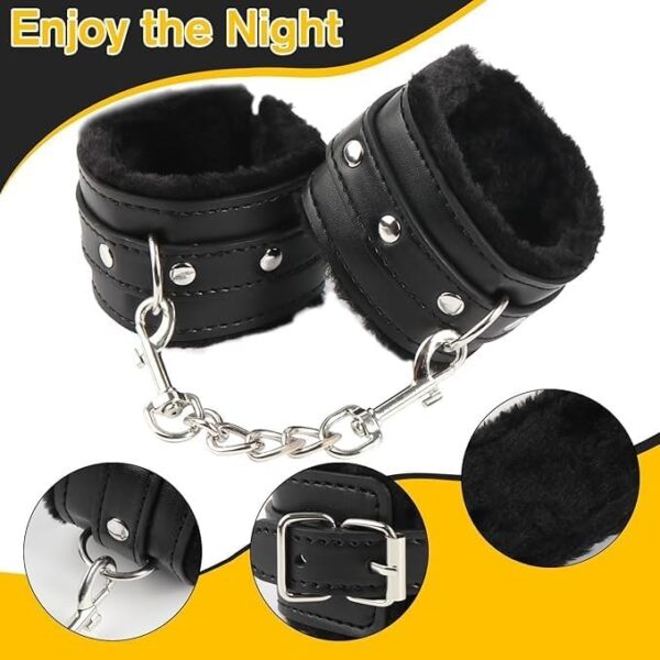 1 juego de máscara de gato negro con collar de remaches ajustables con vendas de cuero - Imagen 5