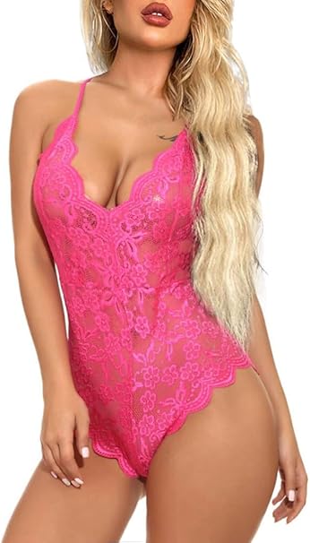 Buitifo Body Mujer Sexy Ropa de encaje femenina sin espalda mini Teddy V collar ropa interior - Imagen 2