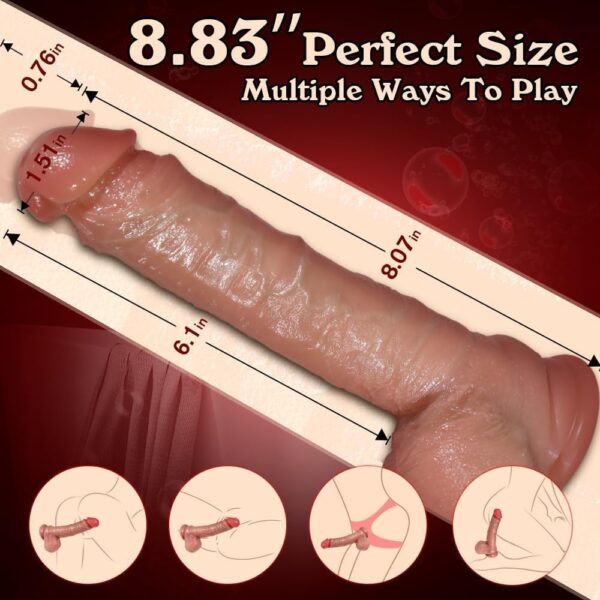Consolador de empuje Juguetes sexuales - 8.83" Vibrador de empuje Juguetes para adultos para mujeres，2 in 1 Consoladores Consoladores realistas Con control remoto y ventosa fuerte - Imagen 6