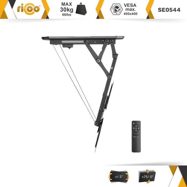 RICOO SE0544 - Soporte de Techo para televisores de 23 a 55 Pulgadas (Plegable, eléctrico, hasta 30 kg, VESA máx. 400 x 400 mm) - Imagen 2
