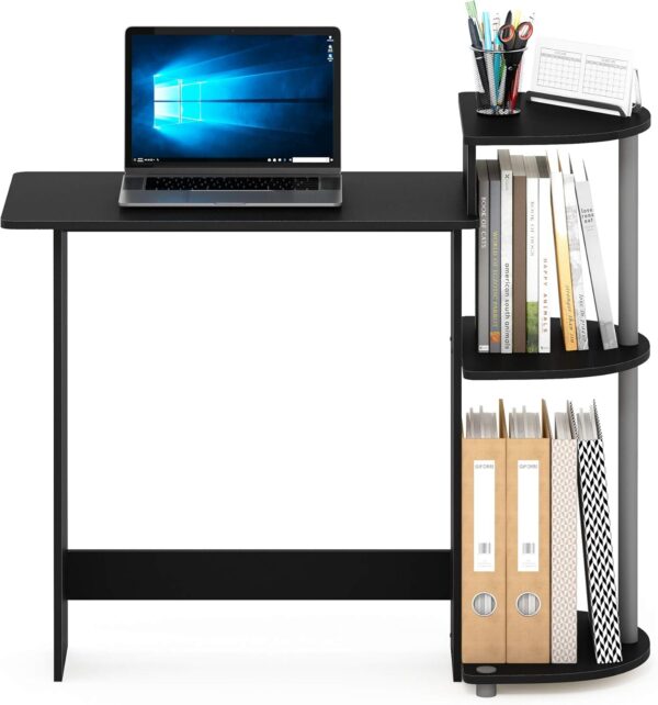 Furinno Compact Escritorio, Madera, Negro/Gris, Talla única - Imagen 2