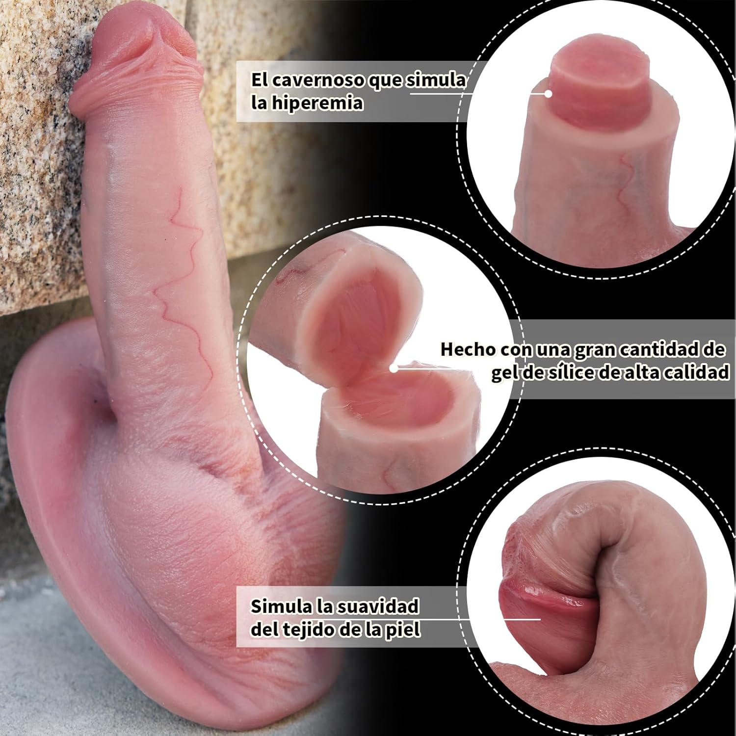 Consolador Juguete Sexual Adulto Realista Enorme Pene de Silicona, con fuerte ventosa para juego manos libres, Material Seguro para el Cuerpo Enorme Pene Parejas Femeninas Masturbación - Imagen 2