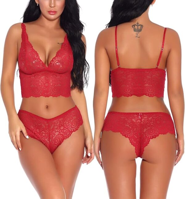 Lziizl Conjunto de Sujetador y Panty de Encaje Sexy para Mujer, lencería de 2 Piezas, Talla S-XXL