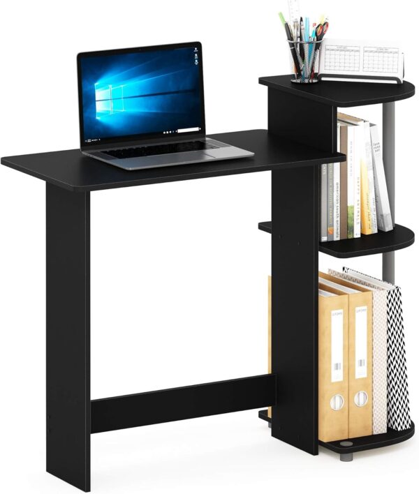 Furinno Compact Escritorio, Madera, Negro/Gris, Talla única - Imagen 4
