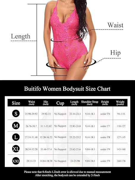 Buitifo Body Mujer Sexy Ropa de encaje femenina sin espalda mini Teddy V collar ropa interior - Imagen 5