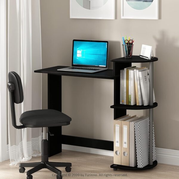 Furinno Compact Escritorio, Madera, Negro/Gris, Talla única