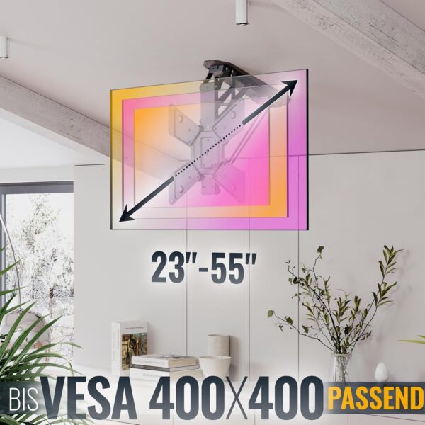 RICOO SE0544 - Soporte de Techo para televisores de 23 a 55 Pulgadas (Plegable, eléctrico, hasta 30 kg, VESA máx. 400 x 400 mm) - Imagen 7